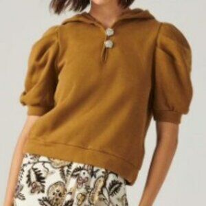 ba&sh Mustard Puff Sleeve Top